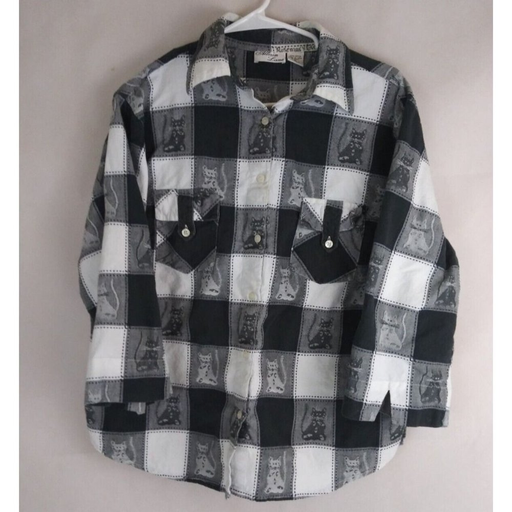 Women's Black and White Button Down Shirt